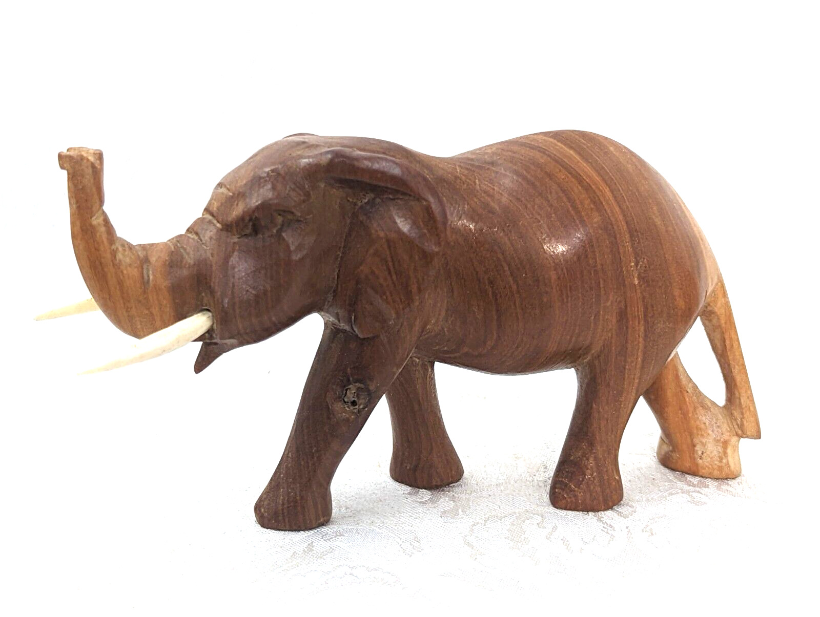 Elephant Hand Carved Wood Figurine Kenya 6” Long