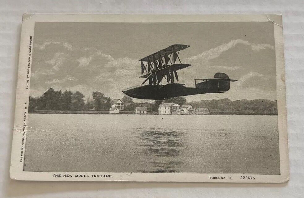C1910’s RPPC By Underwood The New Model Curtiss FL 7 Triplane US Navy Boat Combo