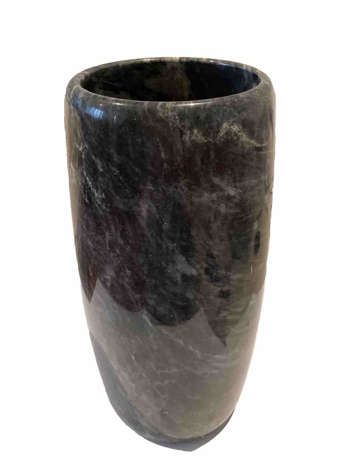 Antique Rare 1930’s Italian Grey Black Marble 5kg Pedestal Stand Vase 38cm High
