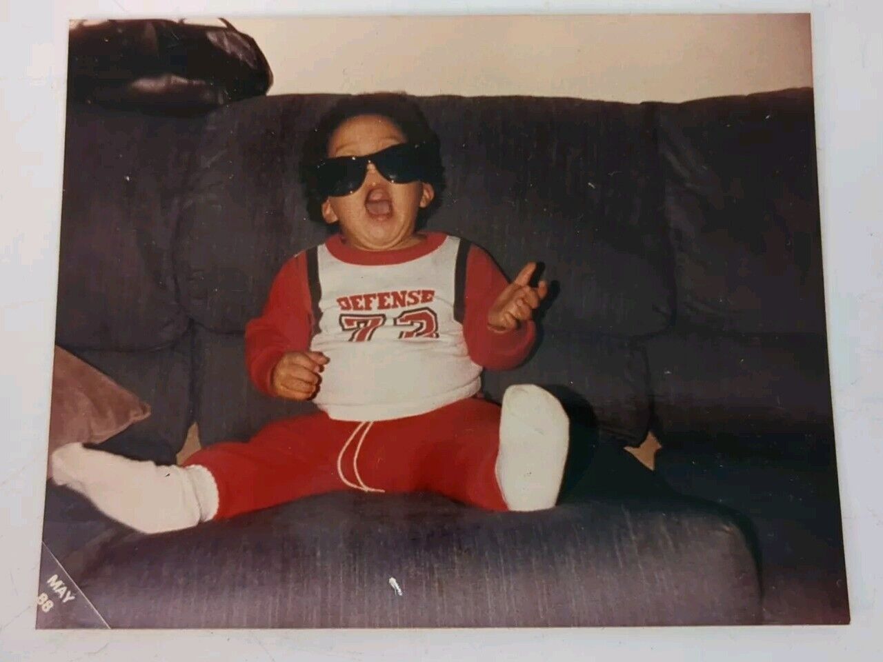 VTG 1988 Found Photograph Original Photo African American Baby Sunglasses Cool
