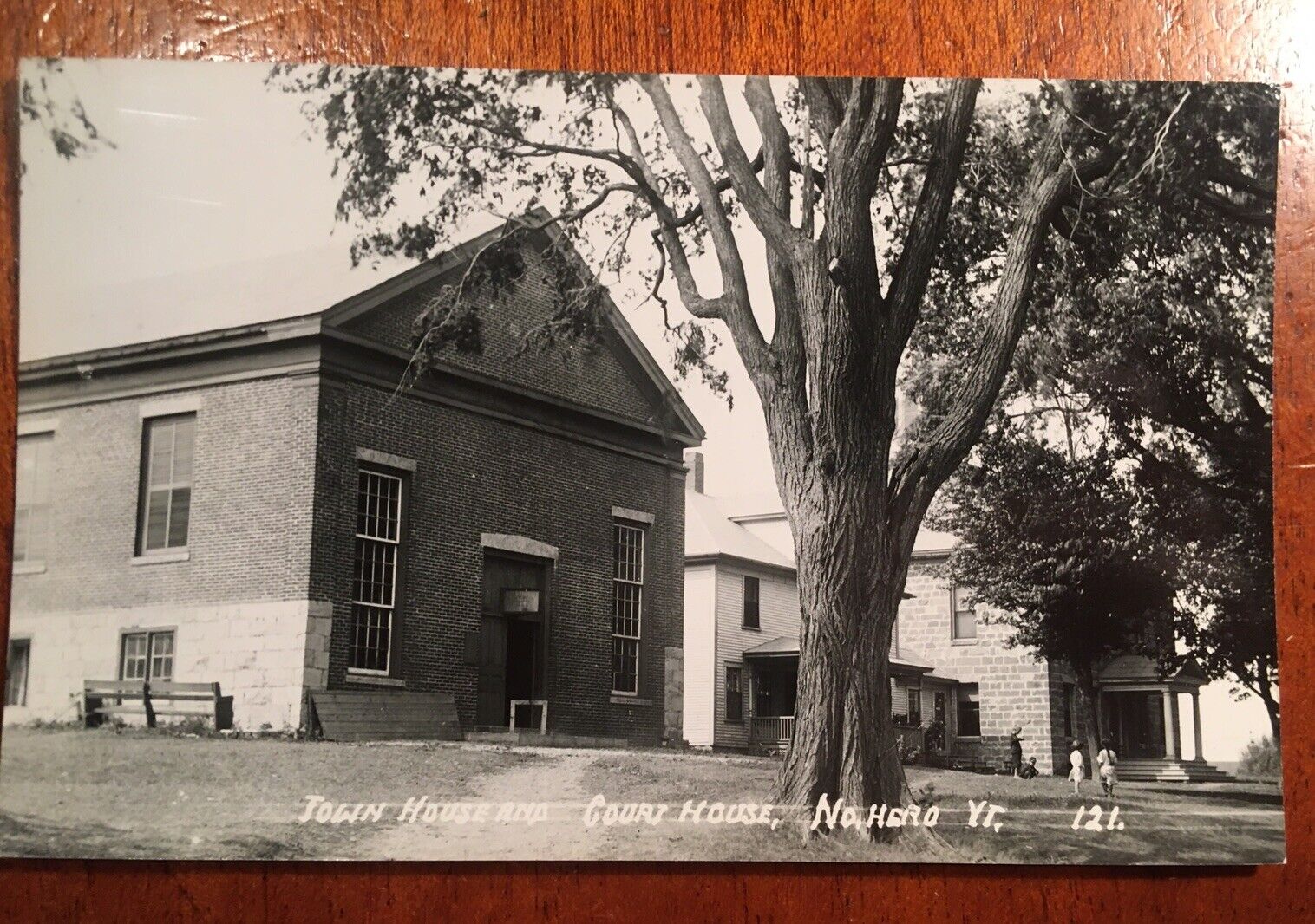 RPPC North Hero VT Vermont Town House Court House W/People Real Photo Postcard