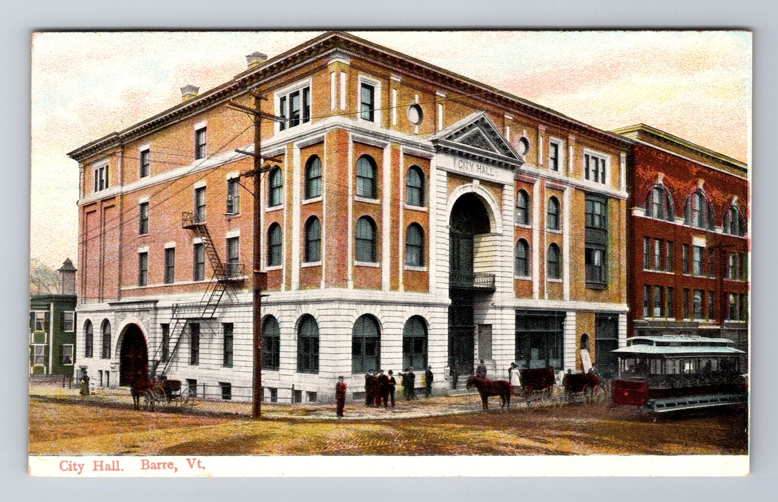 Barre VT-Vermont, City Hall, Antique, Vintage Souvenir Postcard
