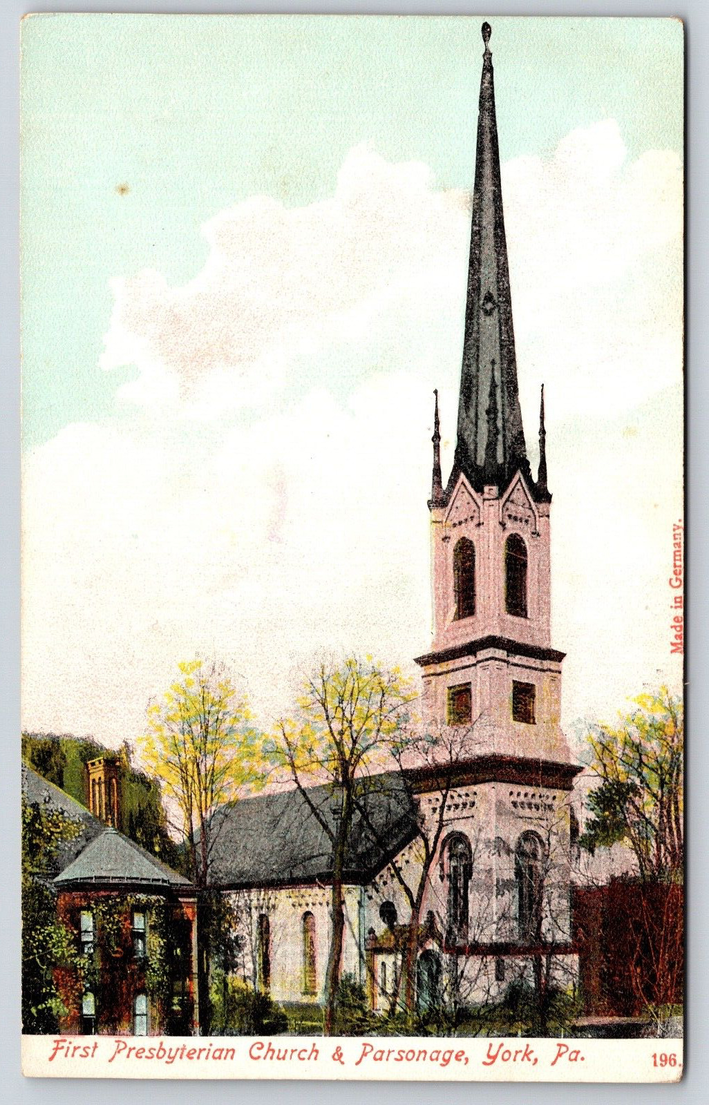 Vintage Pennsylvania, First Presbyterian Church and Parsonage, York, PA c1915