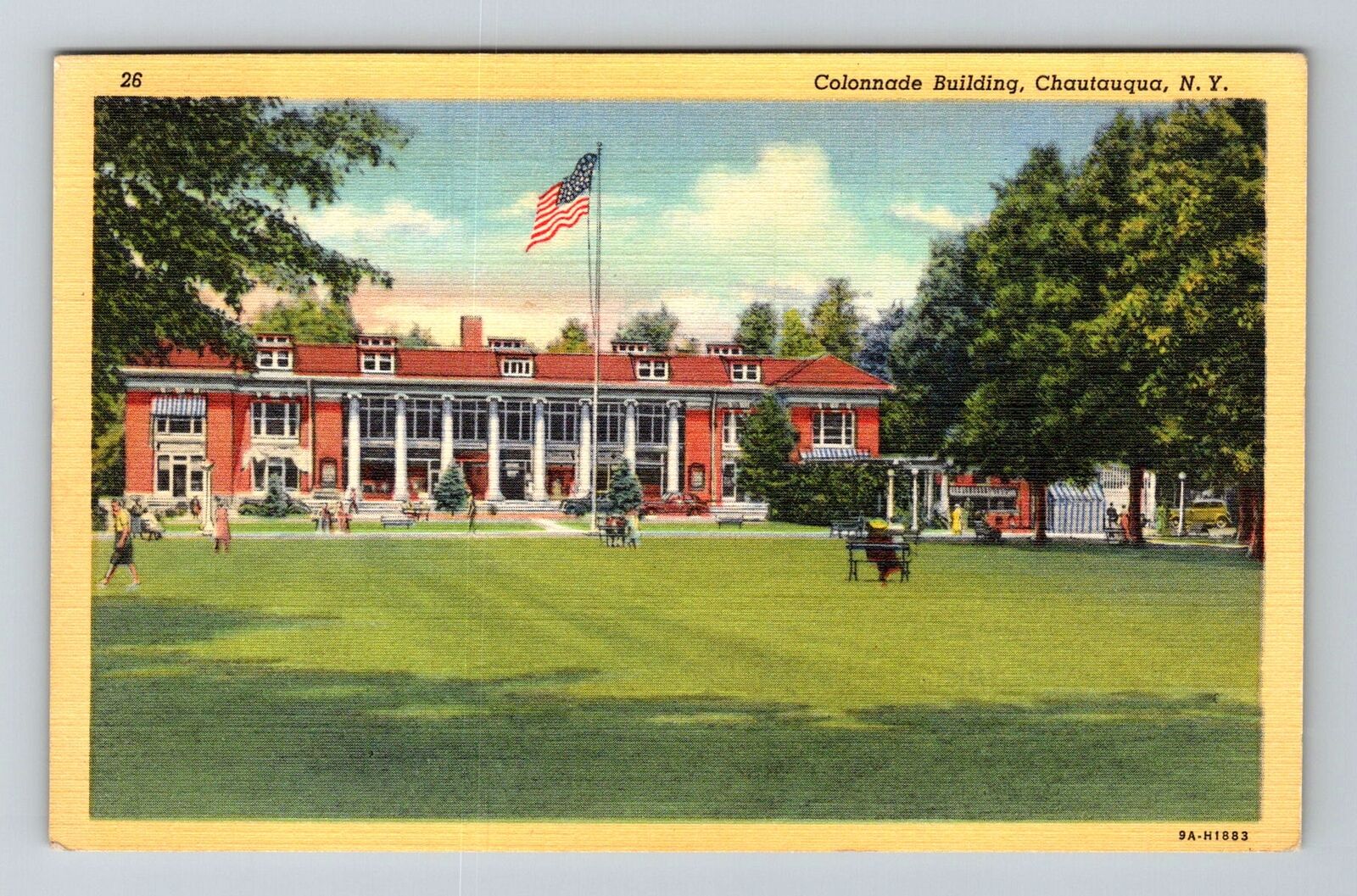 Chautauqua NY-New York, Colonnade Building Vintage Souvenir Postcard