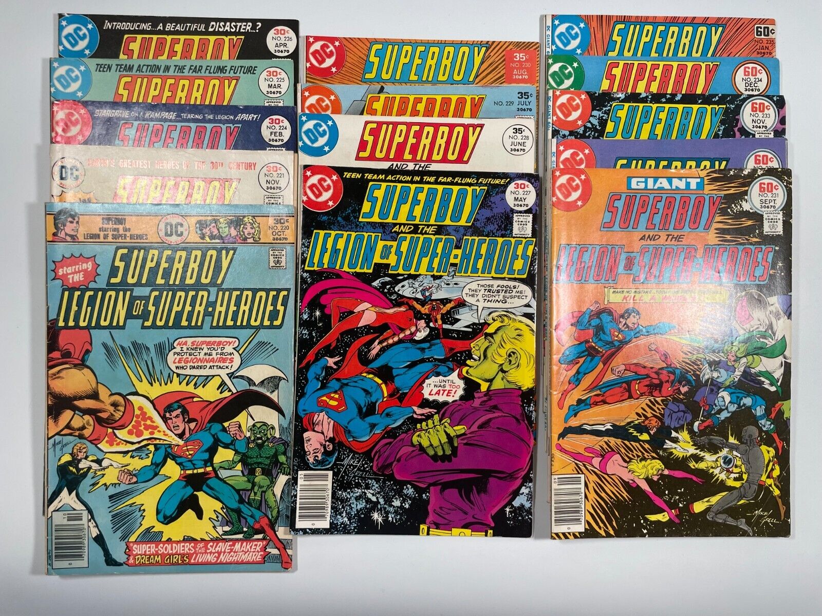Superboy and the Legion of Super-Heroes #220, 221, 224-235 - 1976 - Lot of 14