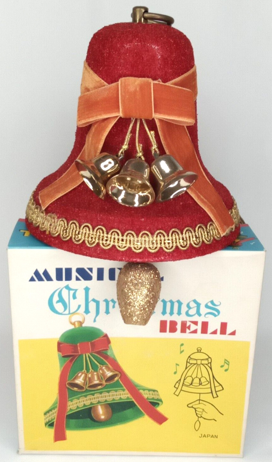 Christmas Musical Bell Jingle Bells & Original Box 1950s Holiday Made In Japan