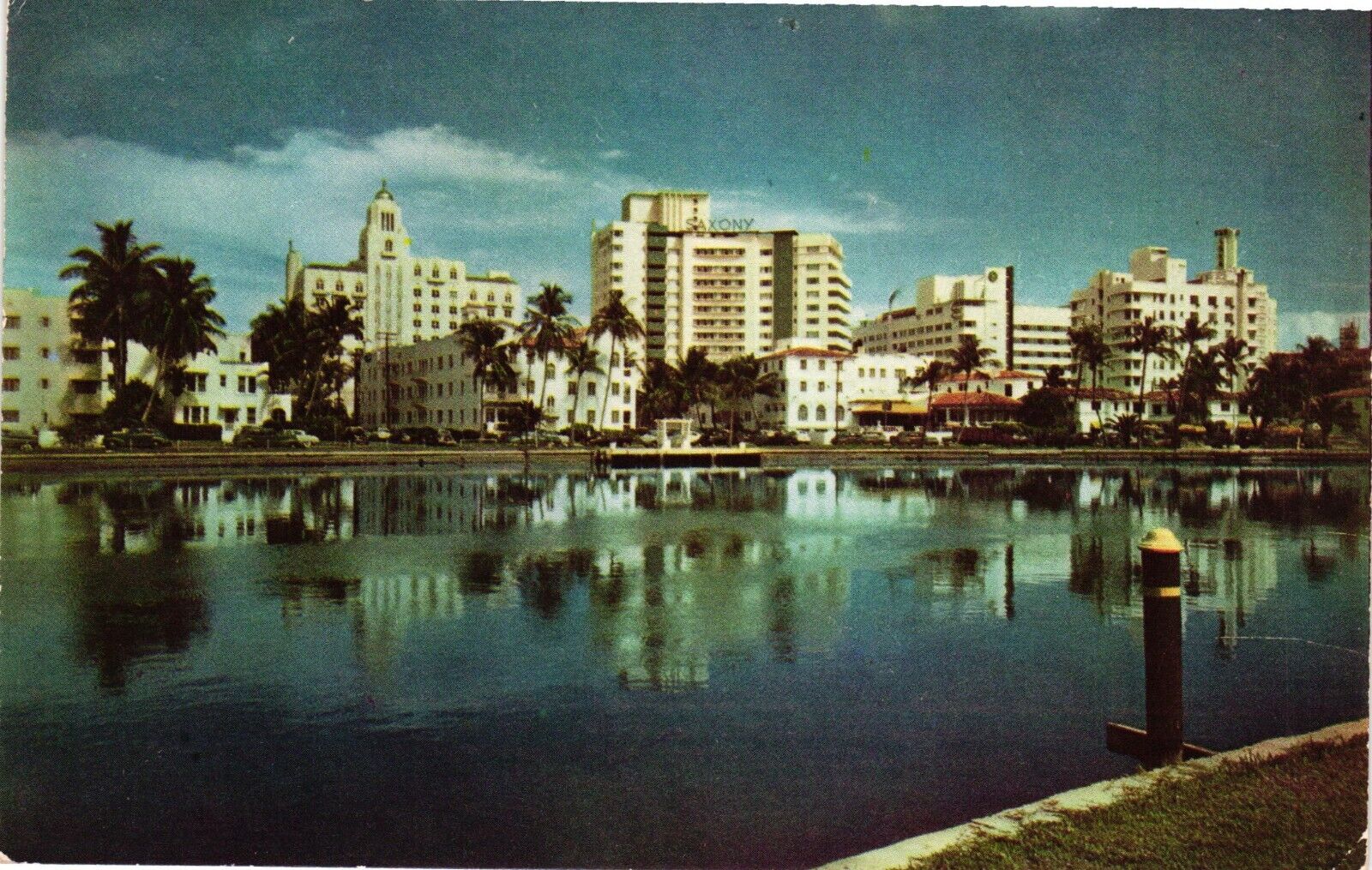 Vintage Postcard - Scene Across Indian Creek Miami Beach Florida FL