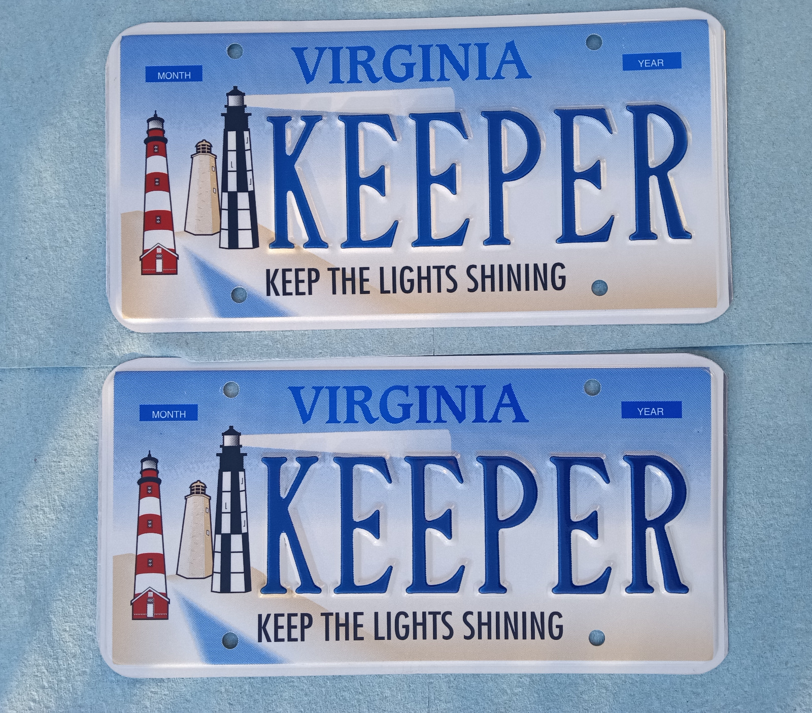 Expired Va DMV Virginia License Plate Ocean Sea Light House KEEPER Personal Tag