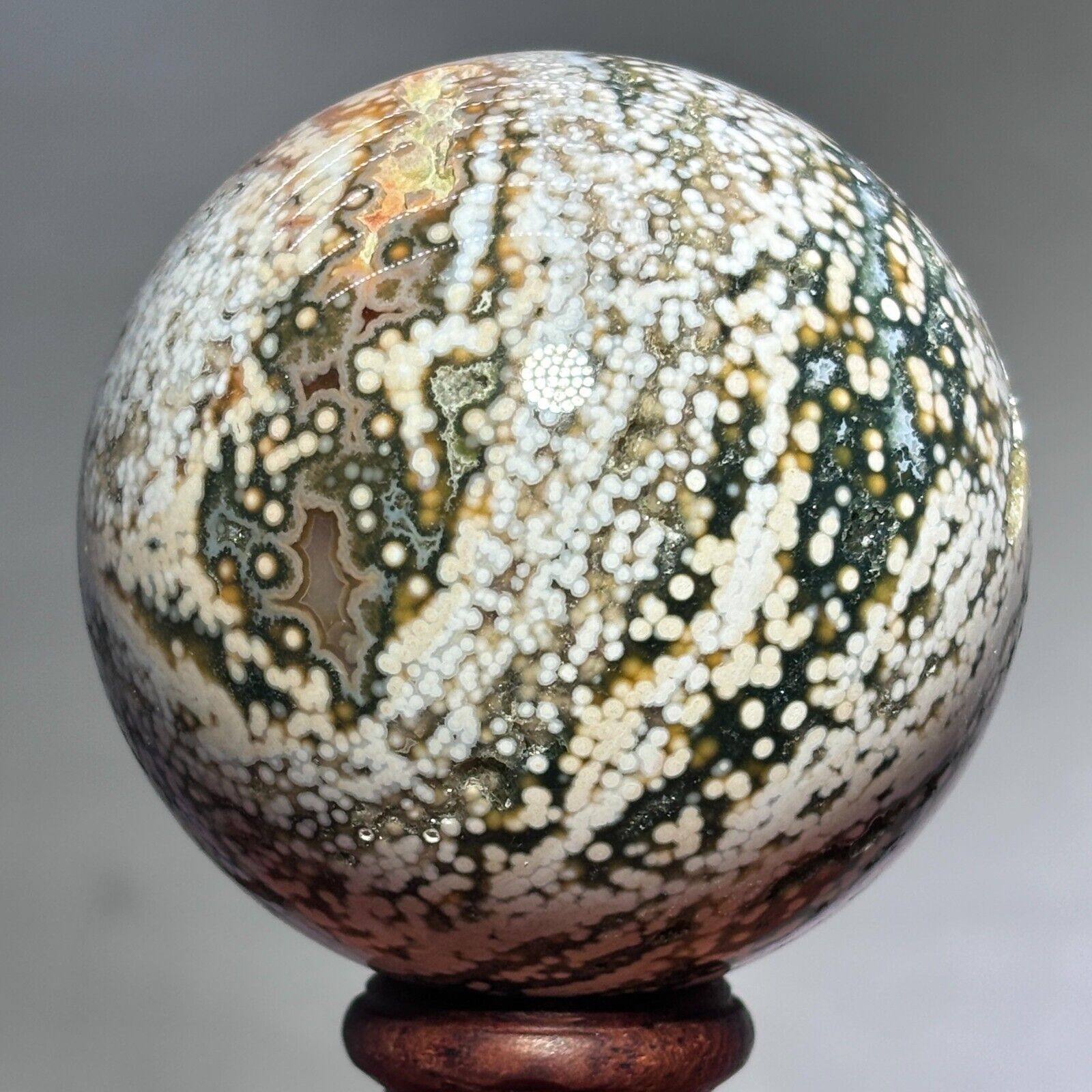 347g Rare Natural Ocean Jasper Sphere Quartz Crystal Ball Reiki Stone