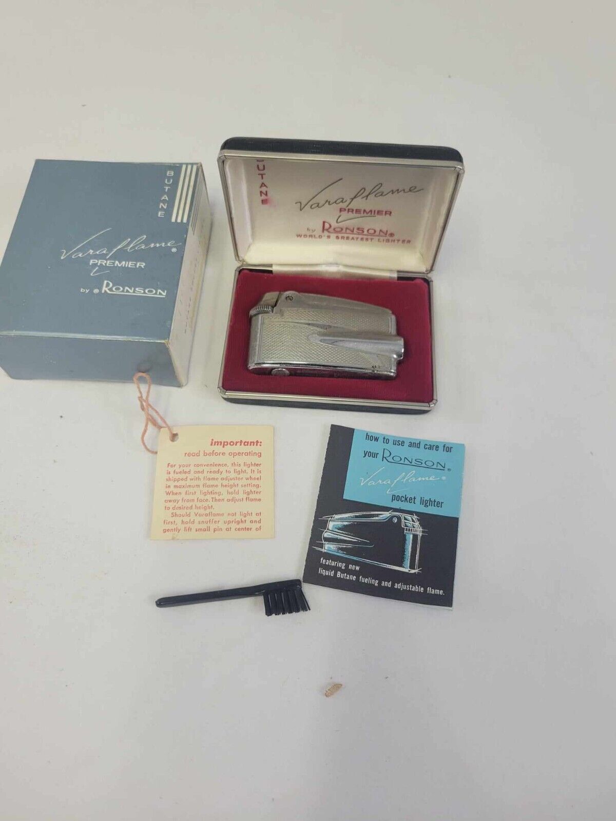 Antique Butane Lighter Vara Flame Premier Ronson Amazing condition in box