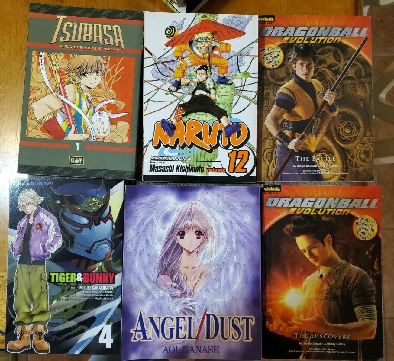 Manga Mixed Lot of 6 books-Tsubasa,Naruto,Tiger & Bunny,Dragonball Evolution NEW