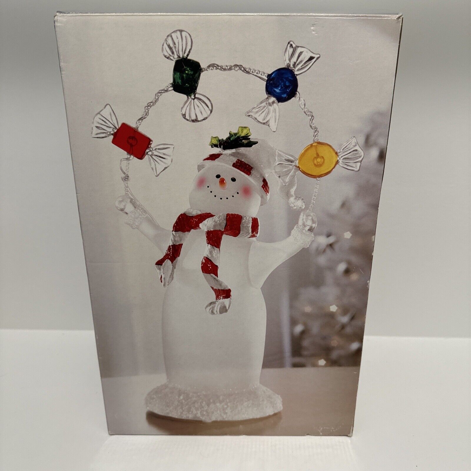 JC Penny Light Up Snowman Home Collection Color Changing Snowman Acrylic w/ Box
