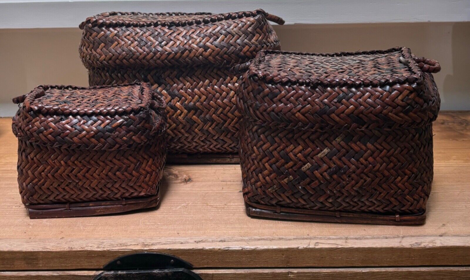 3 ANTIQUE IFUGAO BASKETS WITH HANDLES