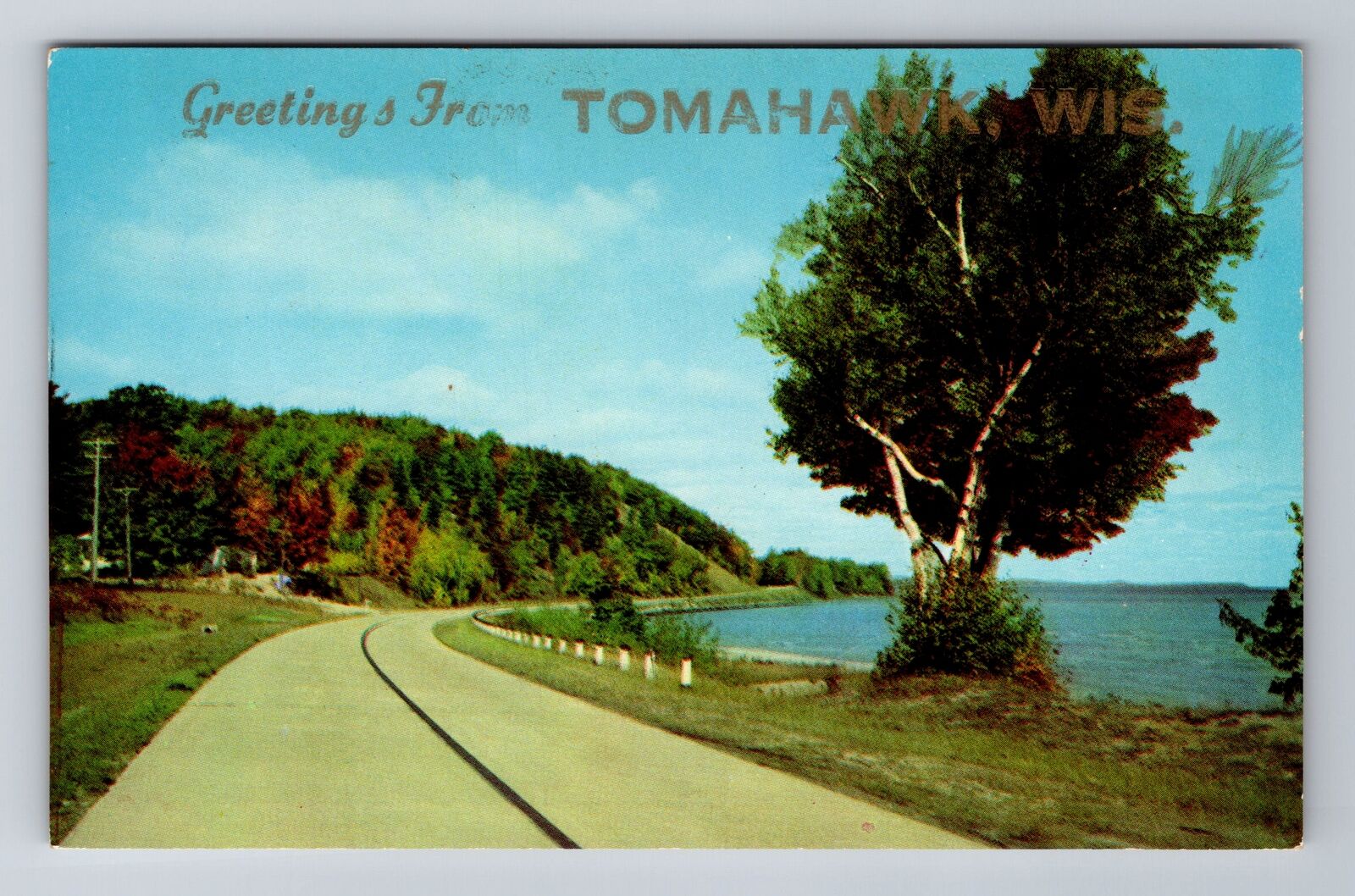 Tomahawk WI-Wisconsin, Scenic Road Greetings, Antique, Vintage Postcard