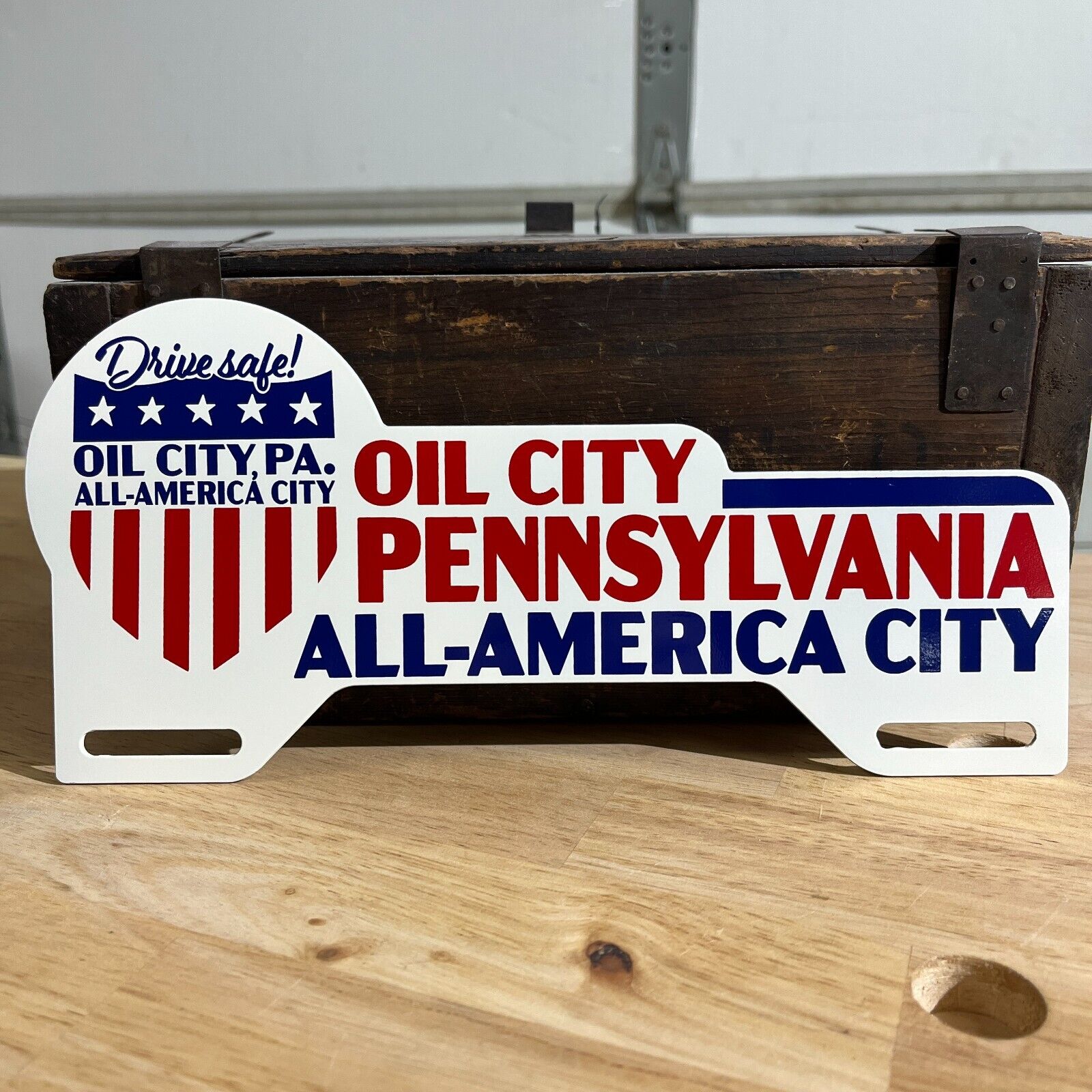 Oil City Pennsylvania All America City Metal License Plate Tag Topper Sign