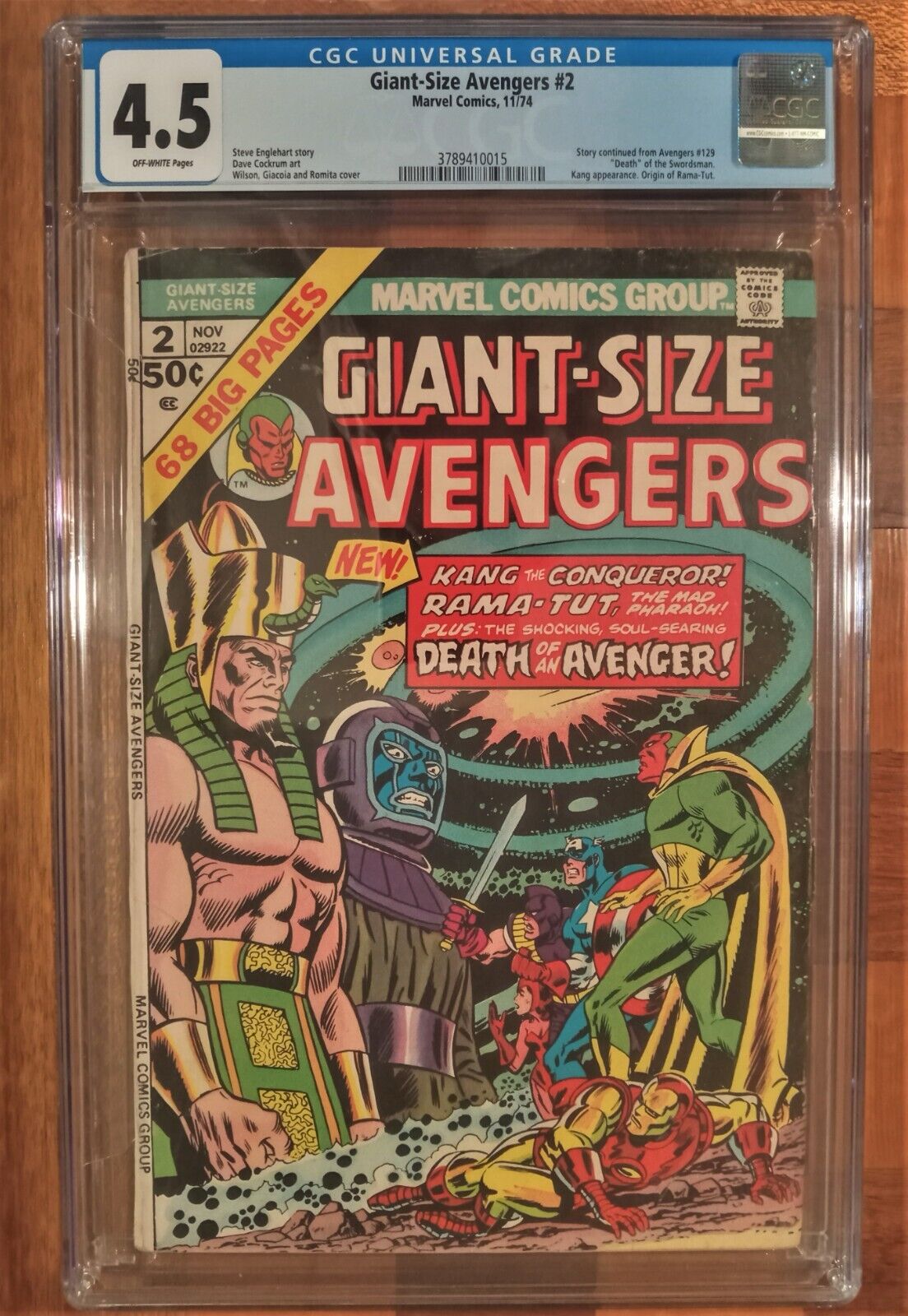 Giant Size Avengers #2 CGC 4.5 Marvel 1974 Origin Rama-Tut, Kang, Romita Classic