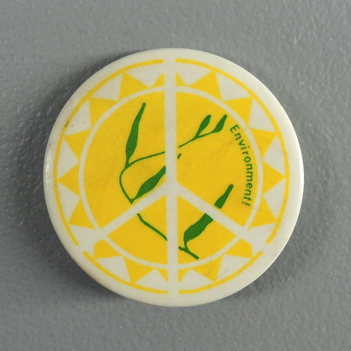 Environment with Peace Symbol Climate Change Hippie Cause Pinback Button