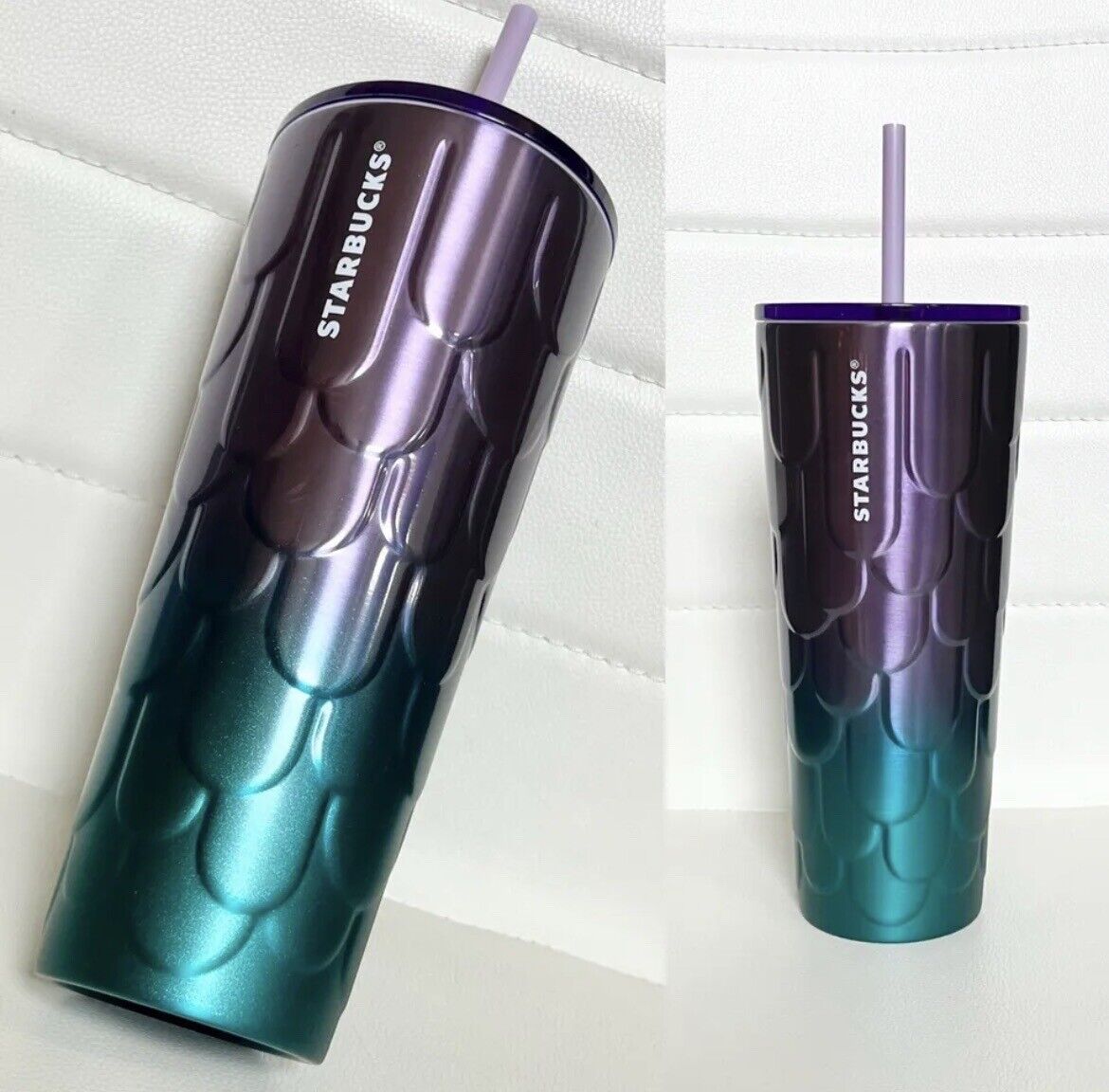 Starbucks 2023 Spring Purple Twilight Ombre Mermaid Scales Stainless Tumbler Cup