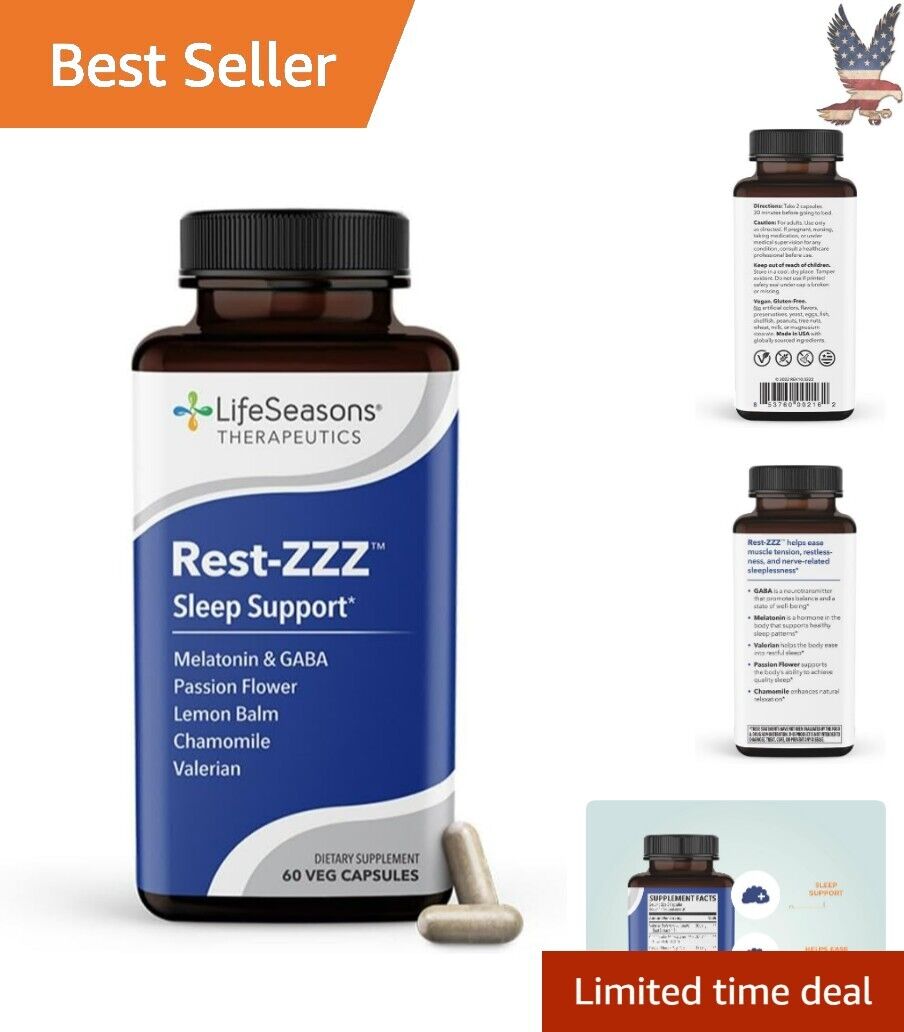 Powerful Rest-ZZZ Sleep Support Supplement - GABA Melatonin Chamomile - 60