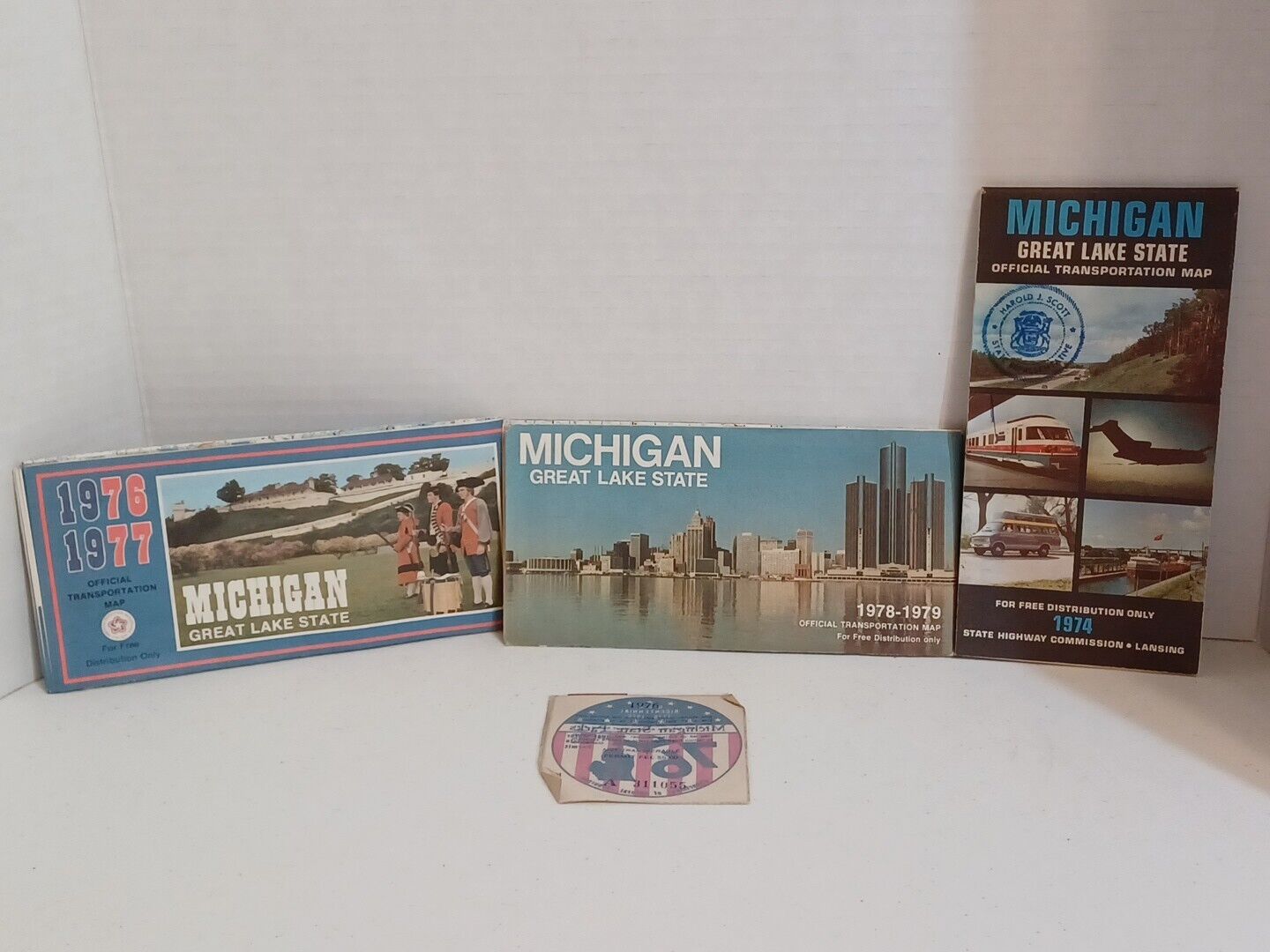 Vintage Lot of 3 Michigan Travel Road Maps 1970's Bicentennial Park Sticker