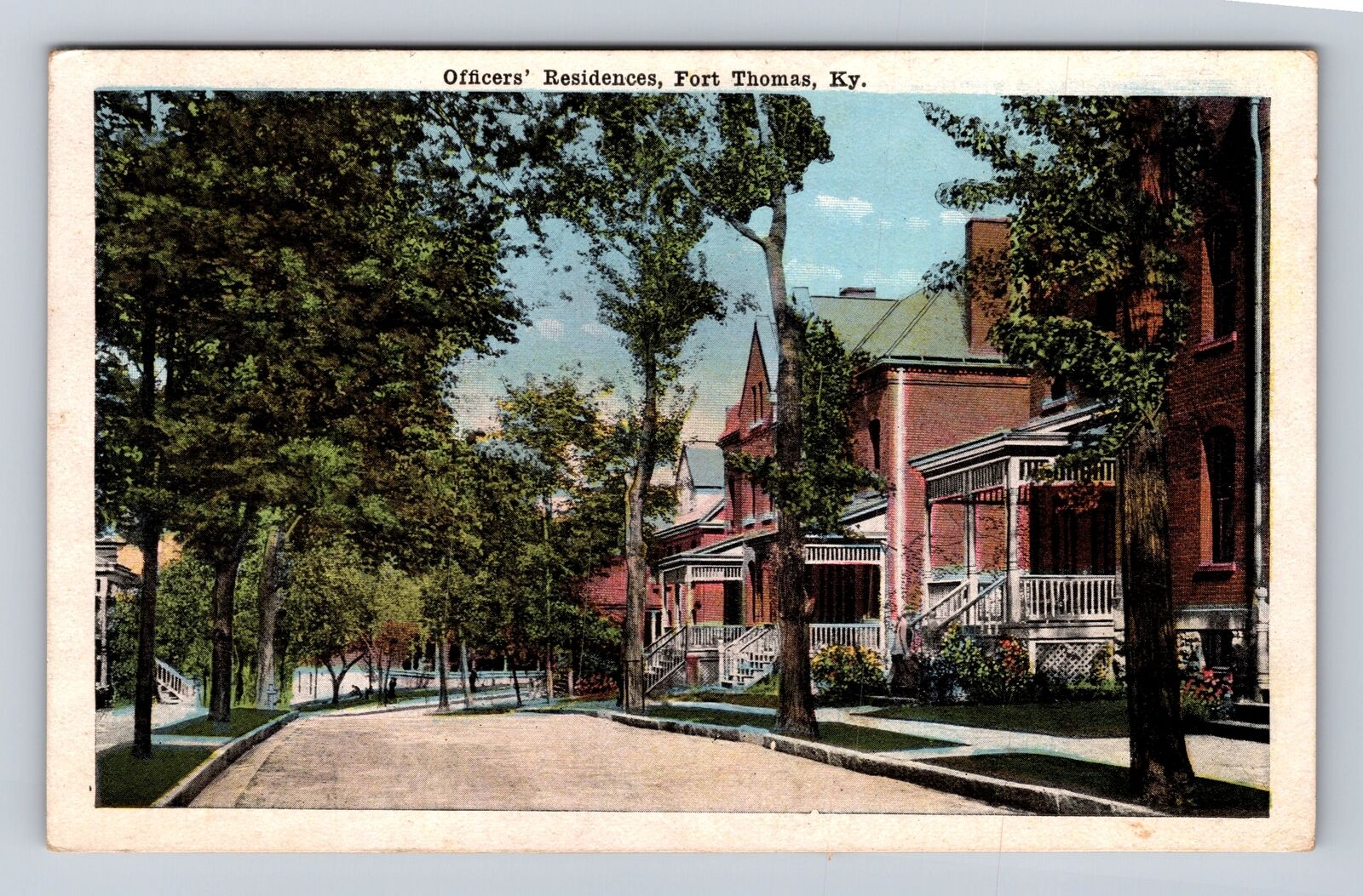 Fort Thomas KY-Kentucky, Officers Residences, Antique, Vintage Souvenir Postcard