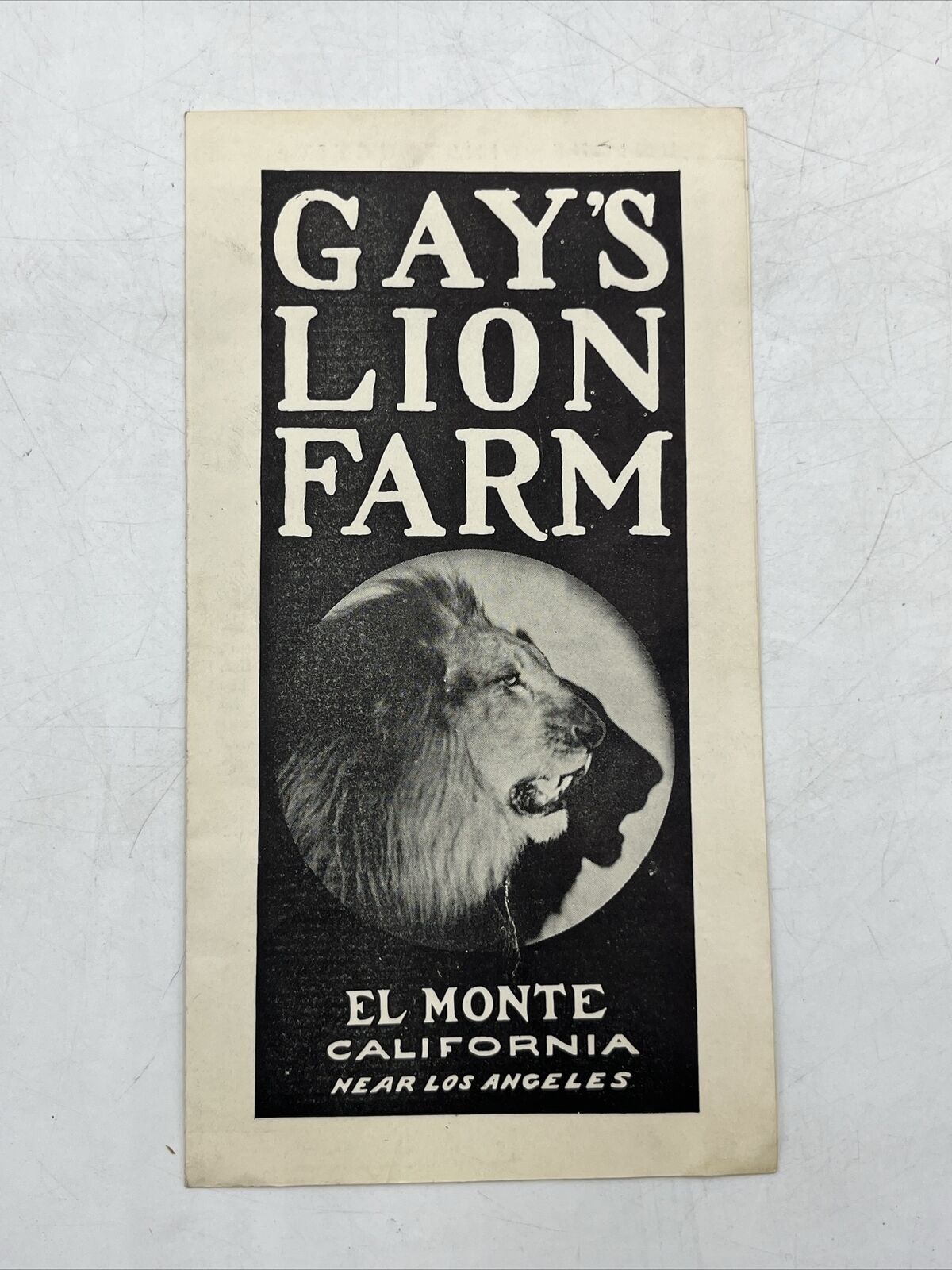 Vintage El Monte California Gay's Lion Farm Brochure El Monte Near Los Angeles