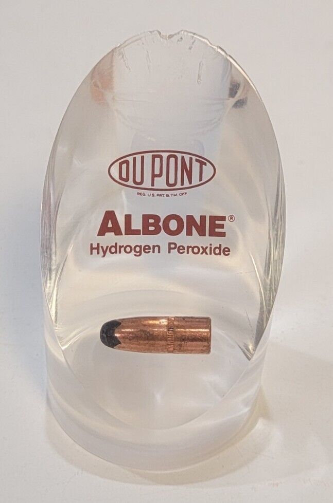 Vintage Dupont Albone Hydrogen Peroxide Bullet Paperweight