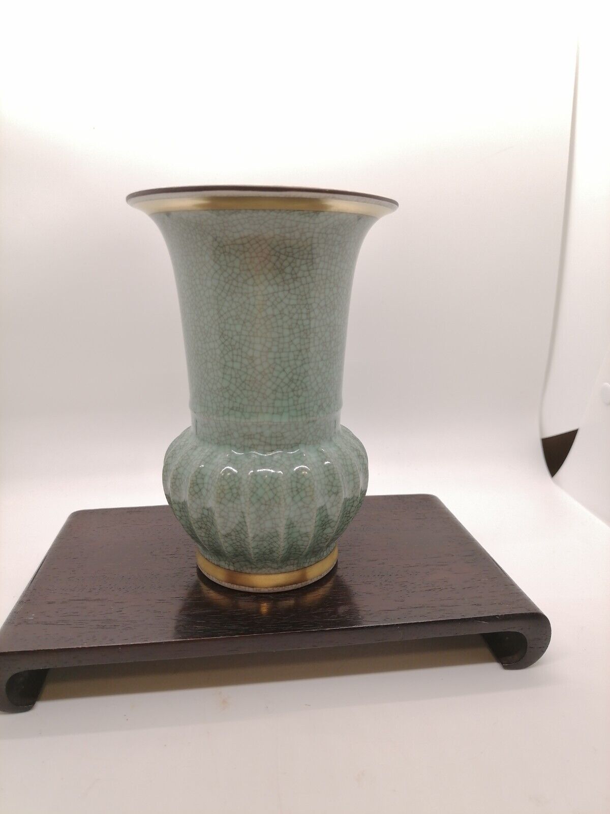 Rare Asian style green craquele vase, 5.75 inch, Royal Copnehagen No. 457-3148