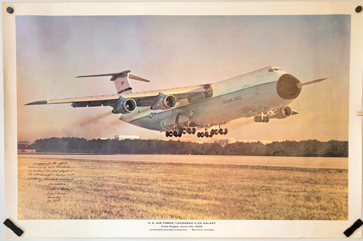 US Air Force Poster C-5 Galaxy First Flight June 30, 1968 Signed