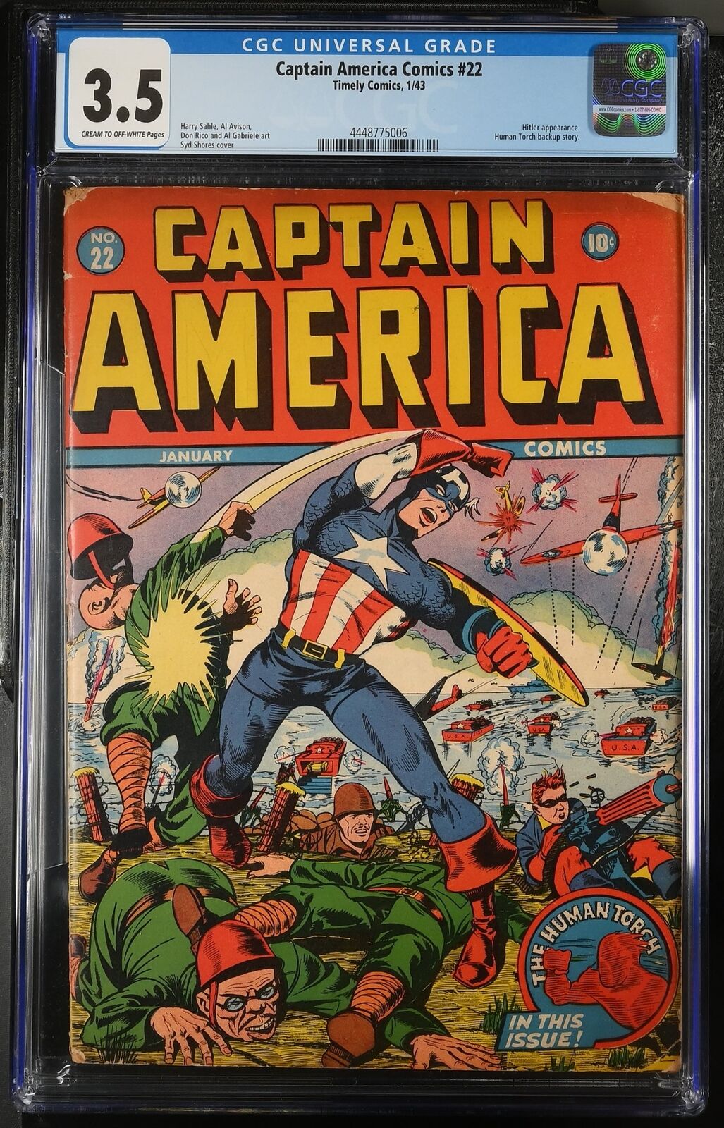 Captain America Comics #22 CGC VG- 3.5 Japanese WWII War Cover Timely 1943