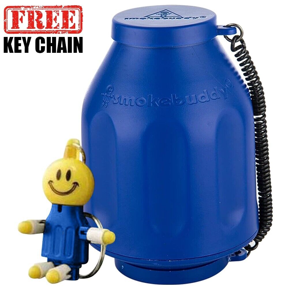 Smoke Buddy The Original PERSONAL AIR FILTER Blue AIR Cleaner wth FREE Keychain