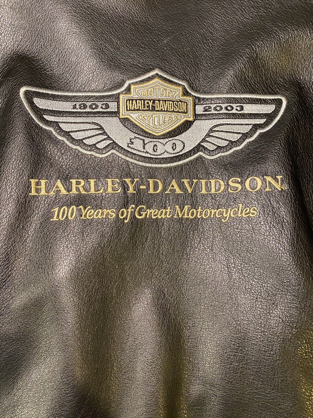 100th Anniversary Black Leather Jacket Harley Davidson 100 Years Size Medium