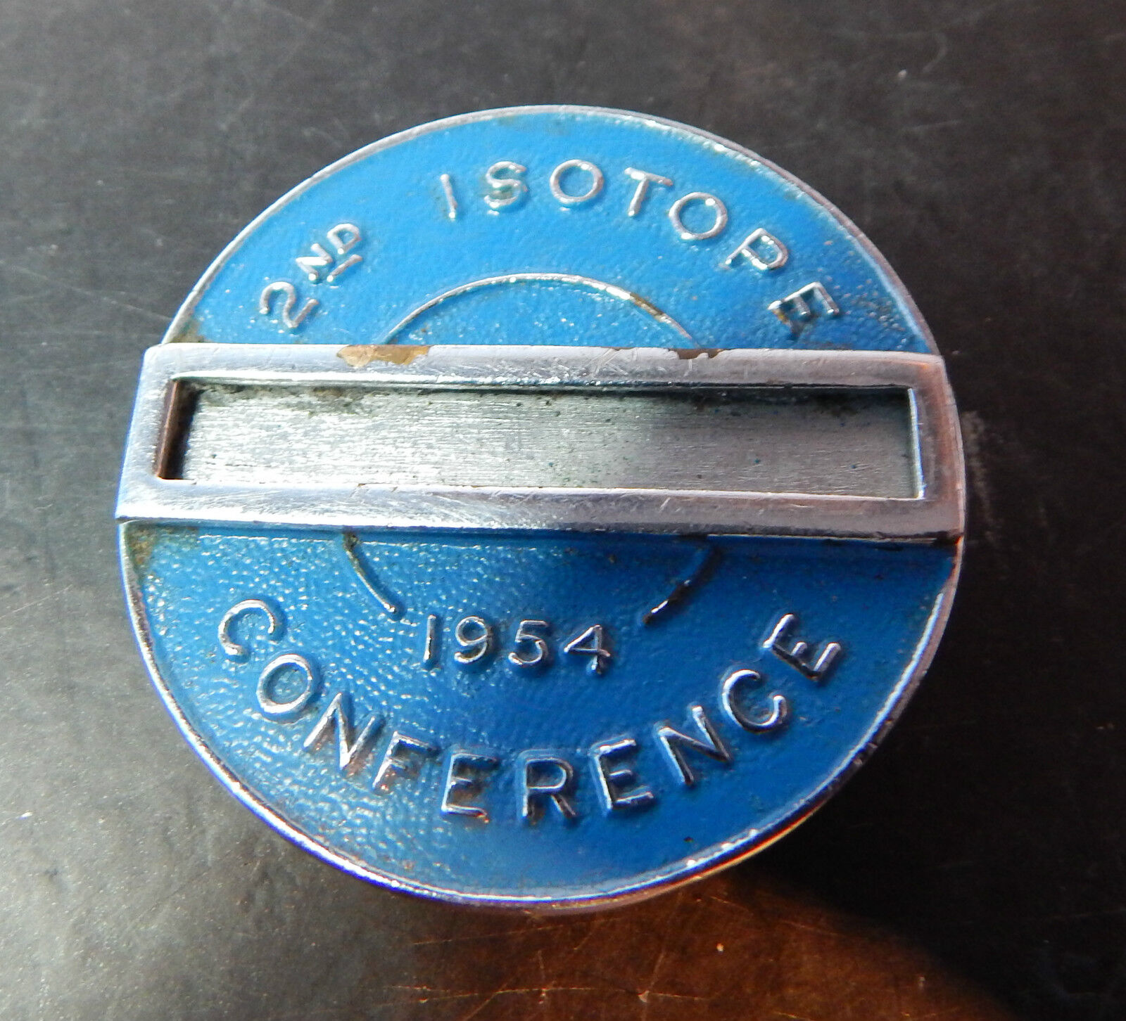 1954 2nd Isotope conference delegates badge . Very rare 4.5 cms