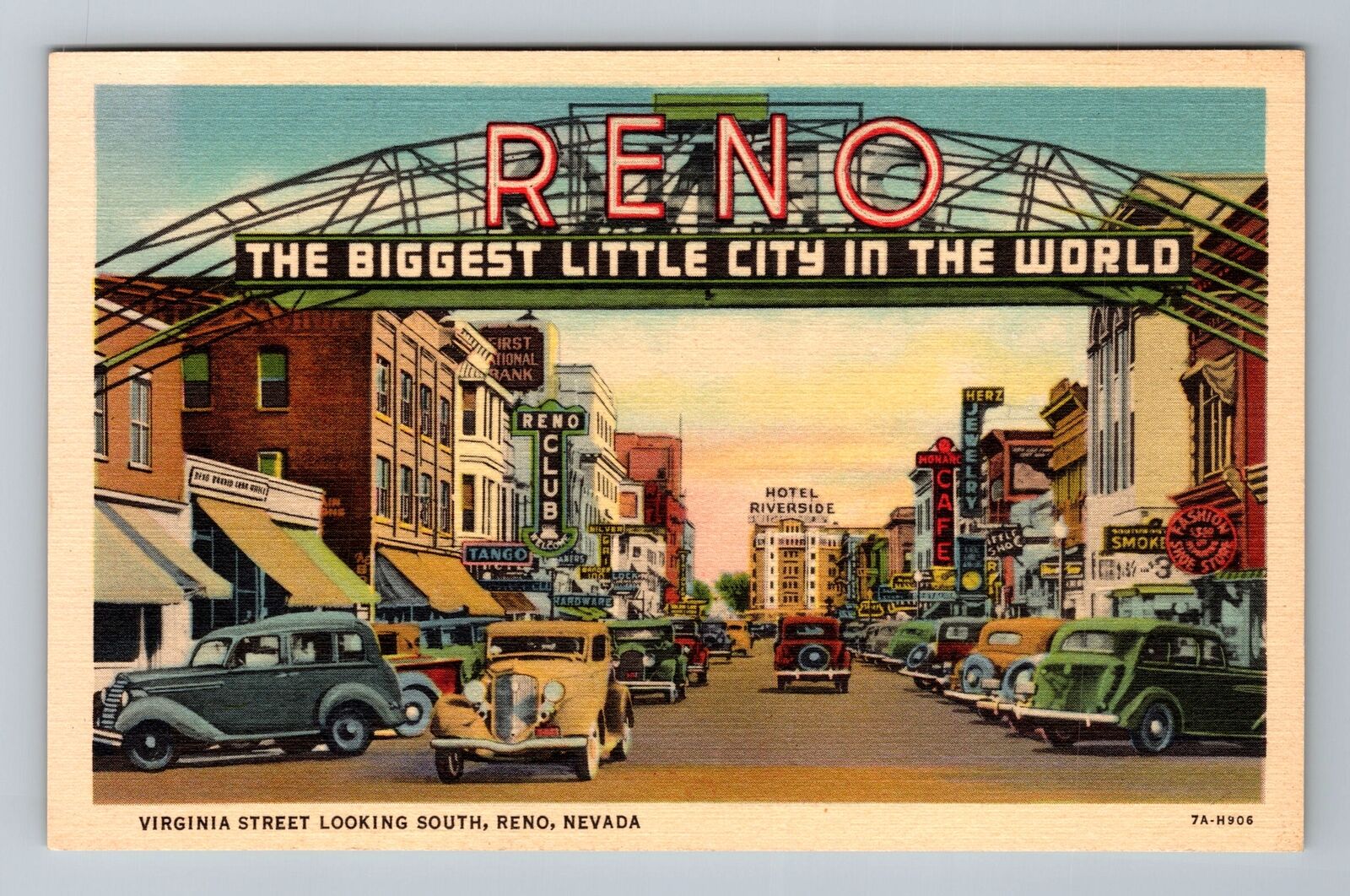 Reno NV-Nevada, Virginia Street Looking South, Antique Vintage Souvenir Postcard