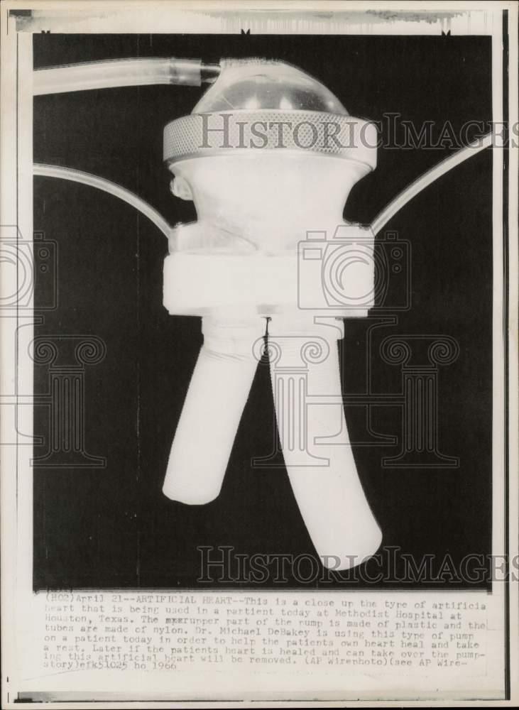 1966 Press Photo Artificial heart used for heart patients at Houston hospital
