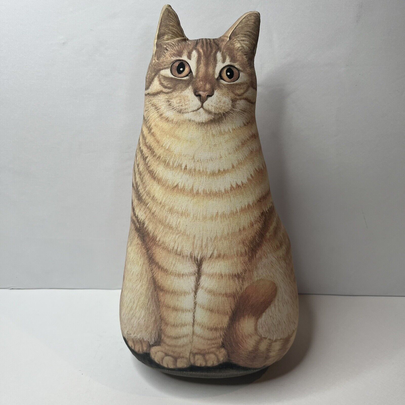 Vintage 1997 Lesley Anne Ivory Orange Tabby Cat Weighted Plush Doorstop 14.5”