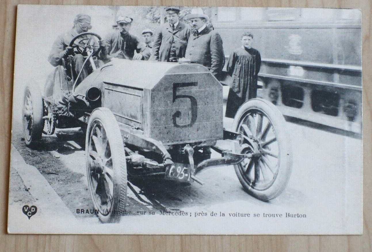 1910s Mercedes#5 braun french auto race car post card unposted