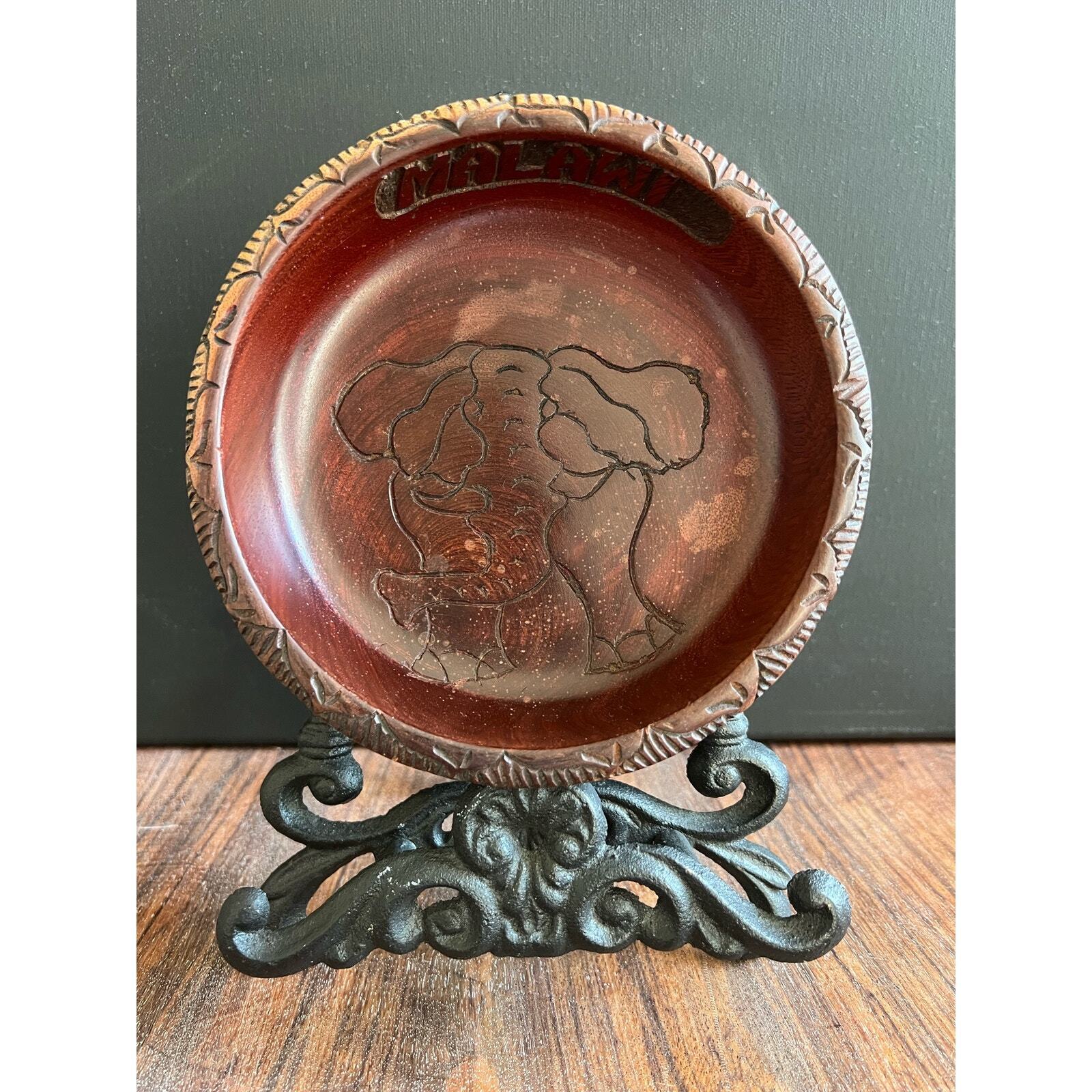 Vintage East African Wooden Hand Carved Elephant Bowl 