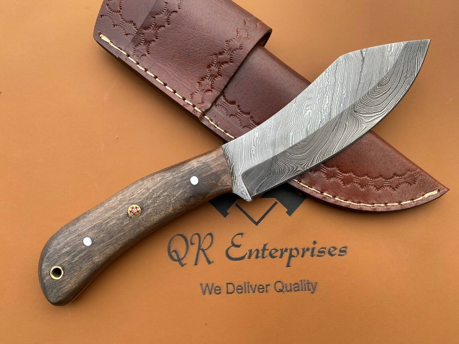 Custom Handmade Damascus Steel Nessmuk Bushcraft Knife, Camping, Hunting Knife