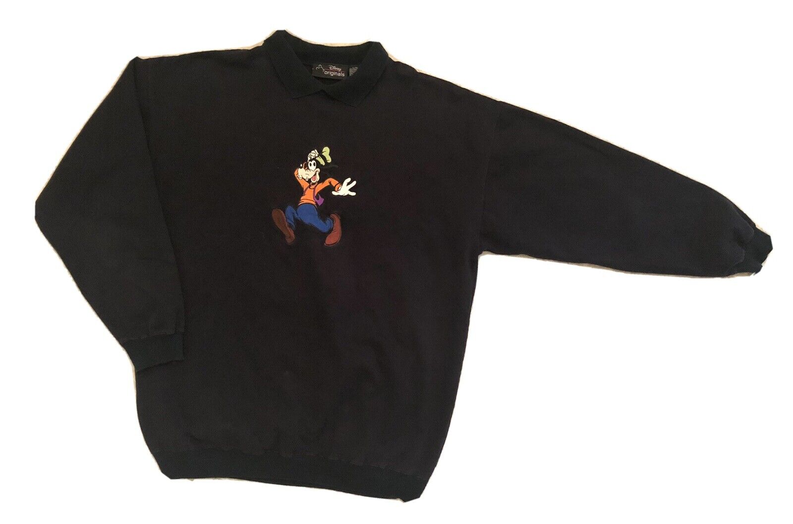 VTG Walt Disney Company Theme Parks Mens Navy Collar Sweater Goofy XL-Read