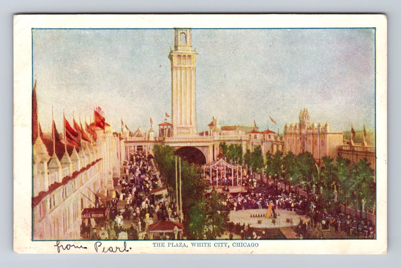 Chicago IL-Illinois, The Plaza, White City, Antique, Vintage c1908 Postcard