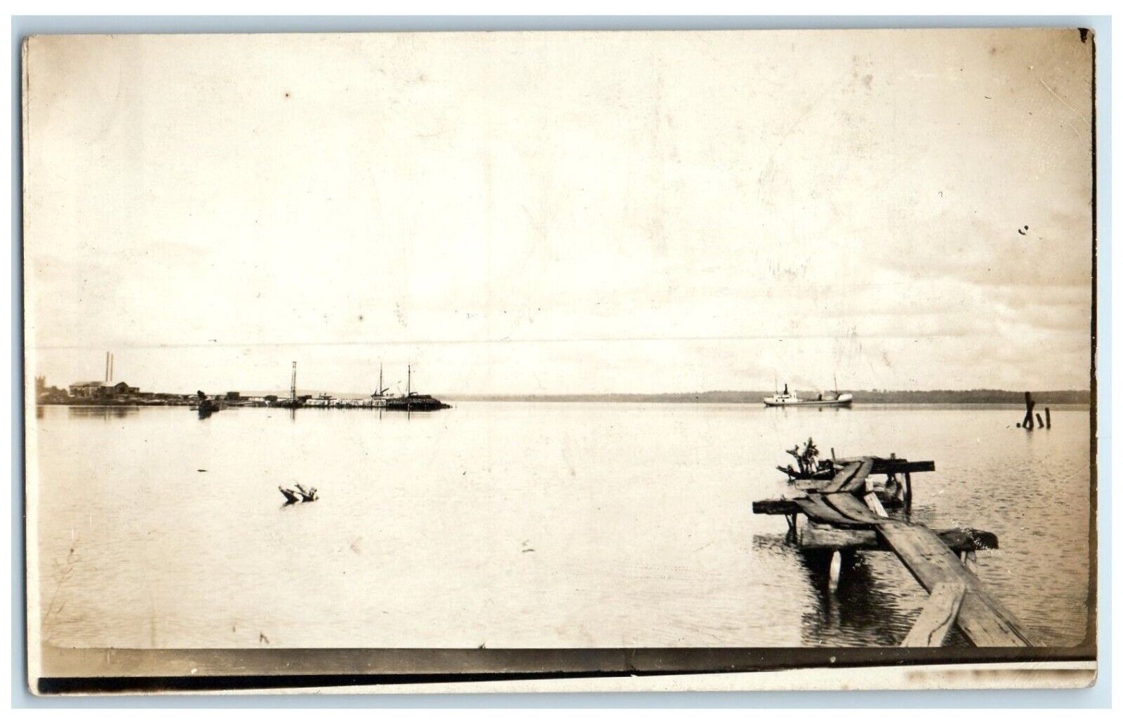 c1910's Sea View Boat At Nova Scotia Canada RPPC Photo Antique Postcard