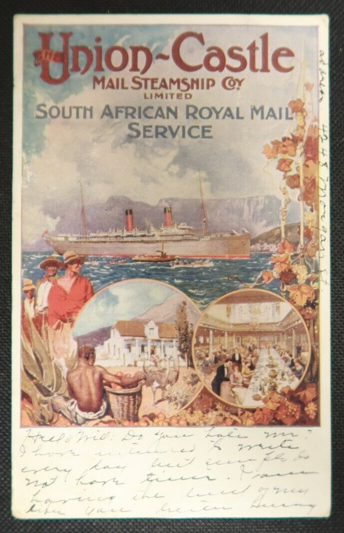 1904 Union Castle Mail Steamship South African Royal Service Postcard Steamship