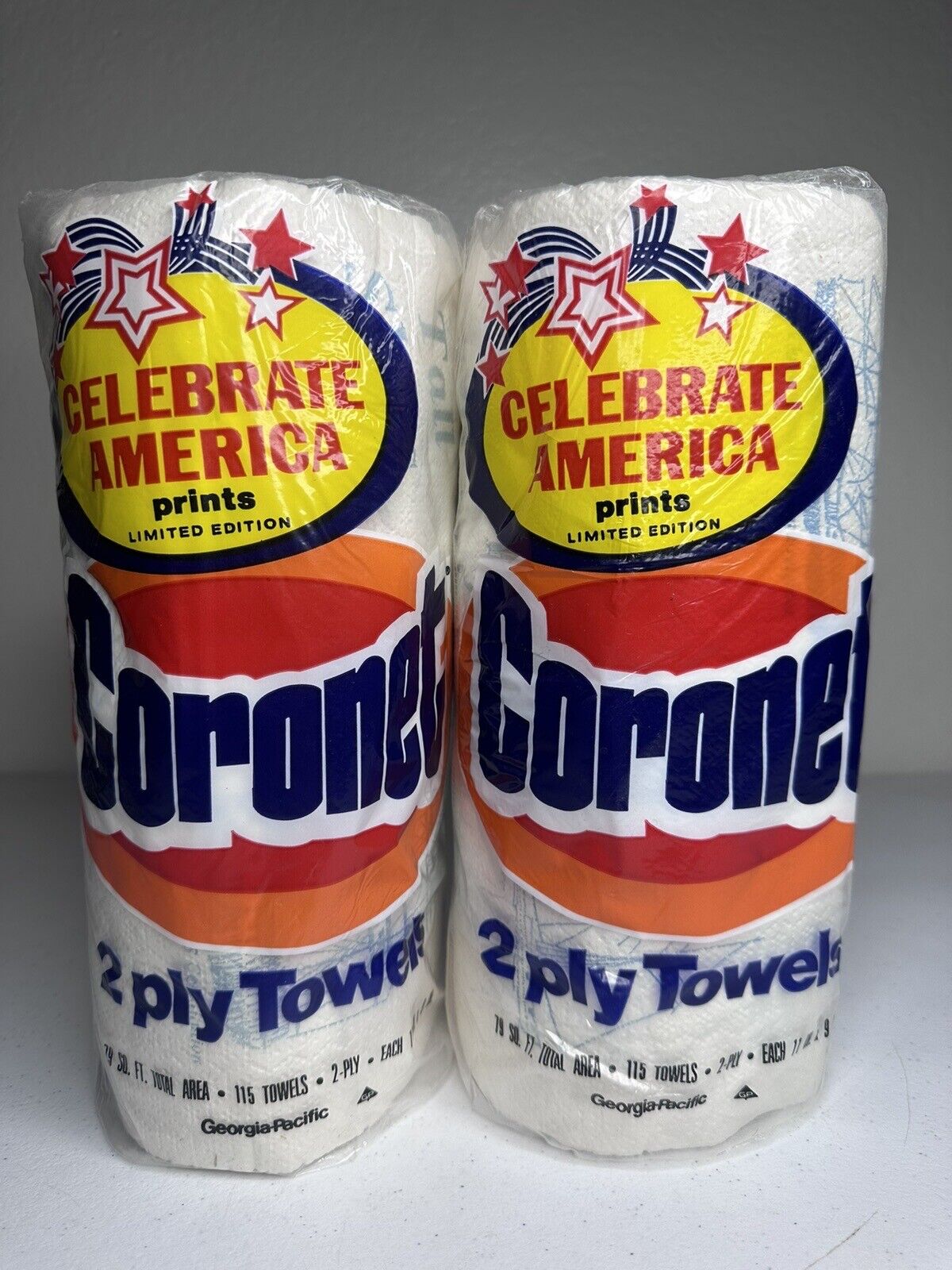 Vintage 1986 Coronet Celebrate America Prints Paper Towels - 2 Ply, 2 Rolls