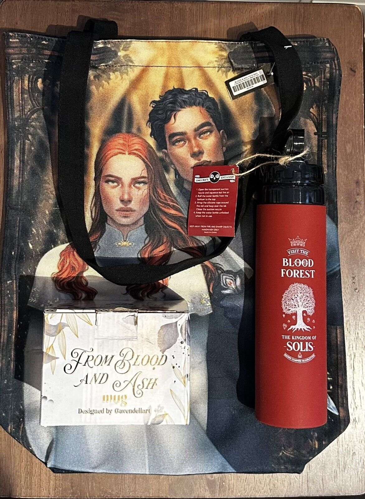 Fairyloot & Owlcrate Exclusive - From Blood and Ash Mug, Tote & Bottle Brand New