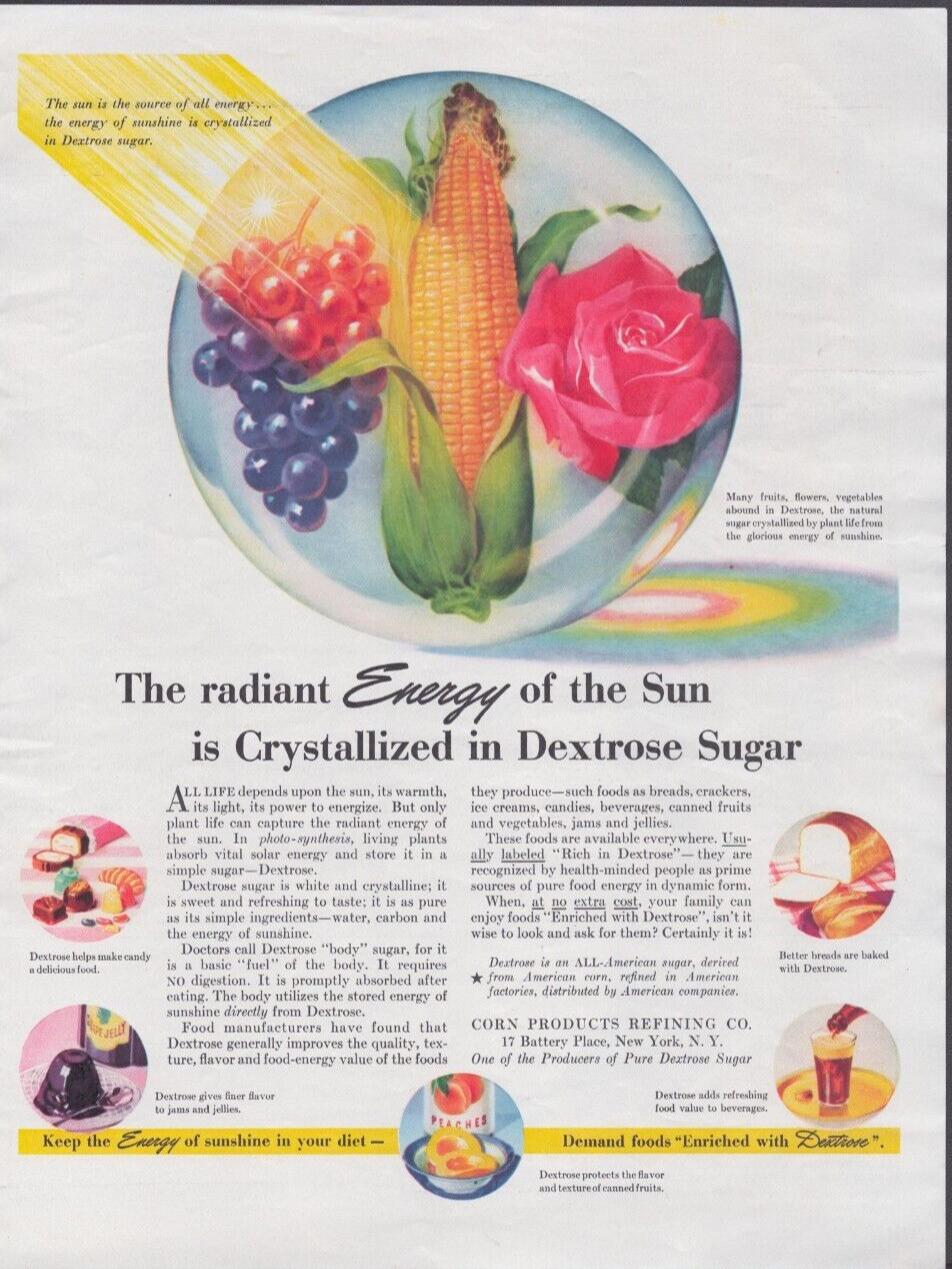 1942 Print Ad Corn Products Refining Co Dextrose Energy of Sun WWII Home Front