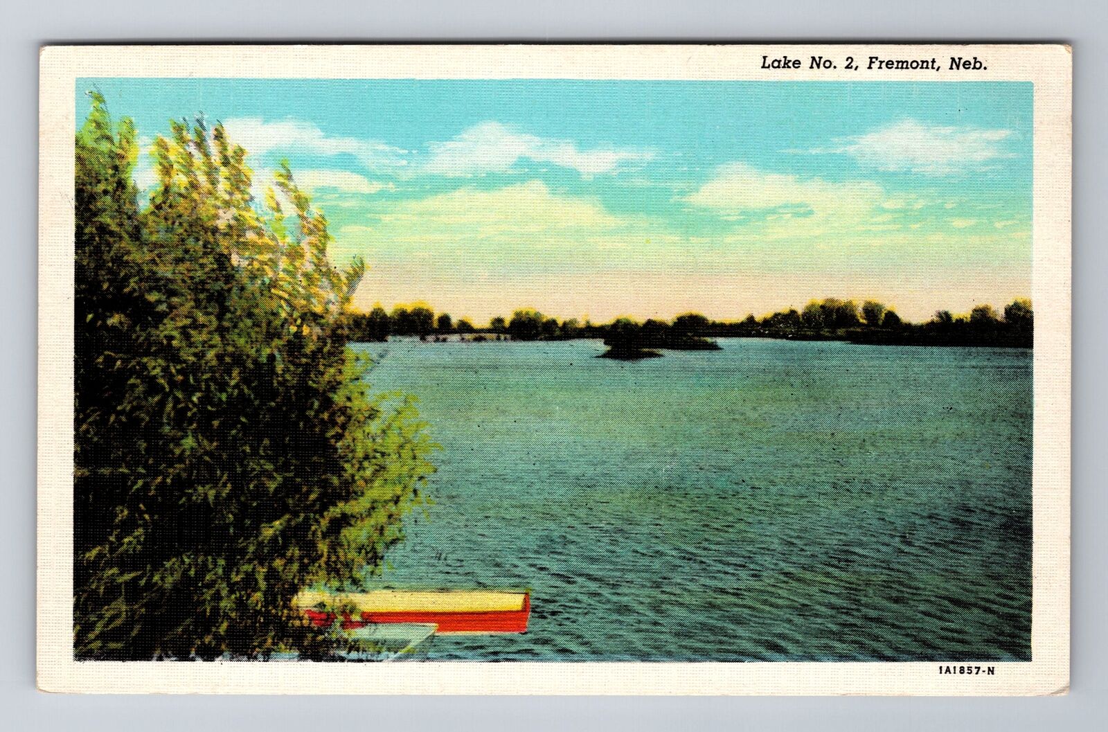 Fremont NE-Nebraska, Lake No 2, Antique, Vintage Postcard