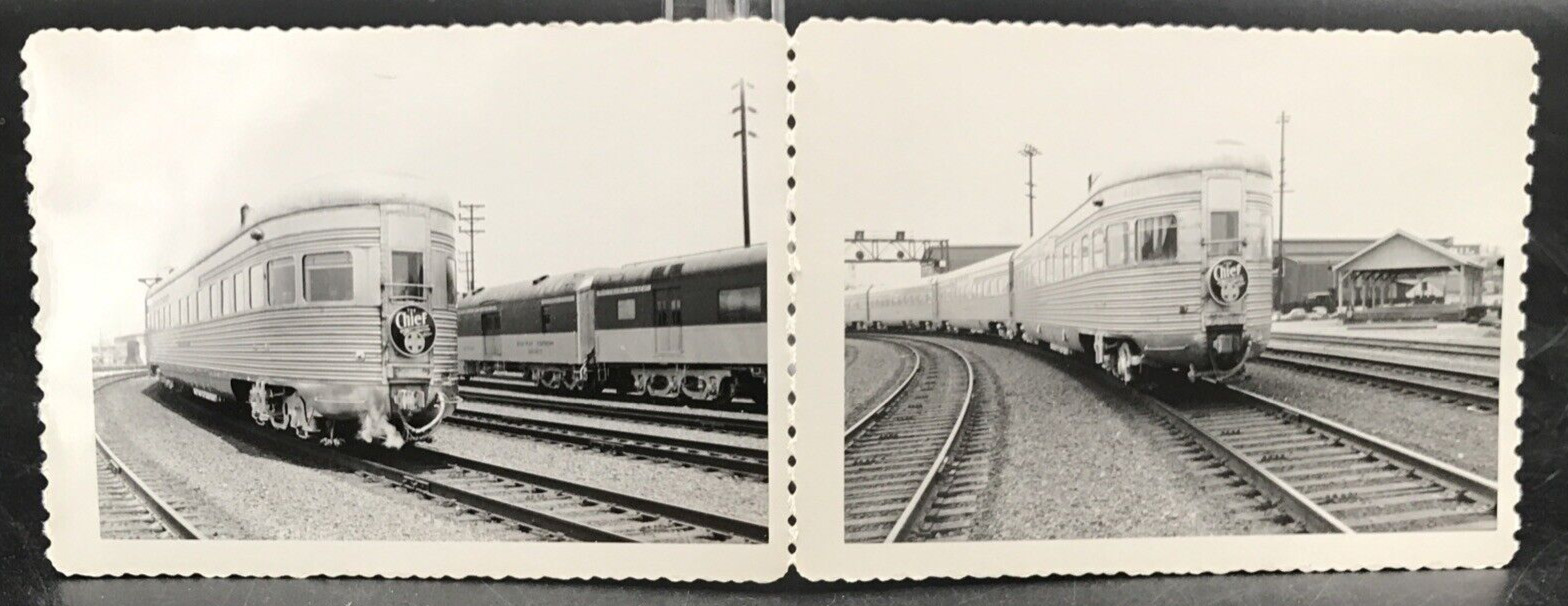 2 Diff 1950s Atchison Topeka & Santa Fe Railway AT&SF The Chief Passenger Photo