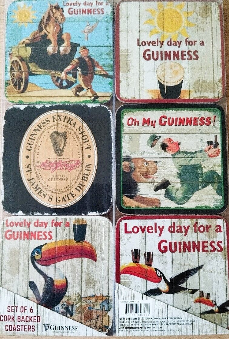 Guinness set of 6 Cork backed Coasters