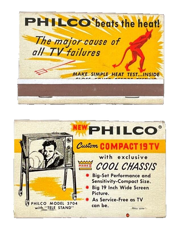 Philco Electronics 2 Vintage Matchbook Unused Unstruck Book Advertising Matches